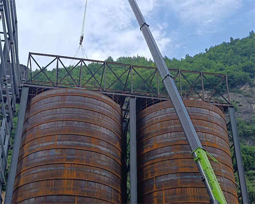 白山骨料钢板仓项目工地